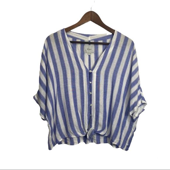 Rails Thea Button Down Top Tie Up in Pacifica Stripe Lage - Picture 5 of 10